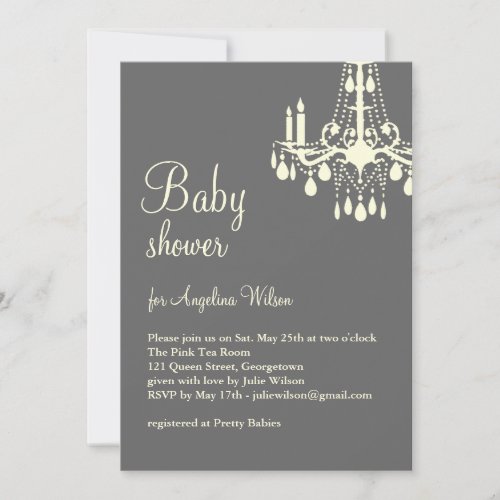 Baby's Chandelier in gray &amp; yellow Personalized Invitation