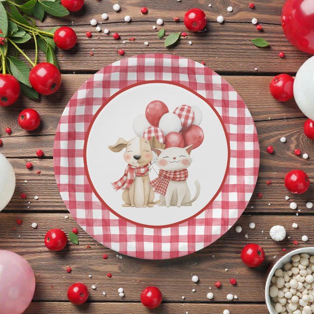 Baby's Cherry First Red Gingham Birthday Paper Plates (Creator Uploaded)