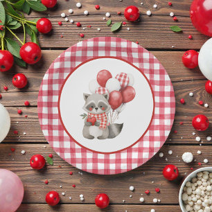 Baby's Cherry First Red Gingham Birthday Paper Plates