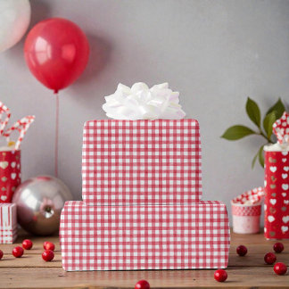 Baby's Cherry First Red Gingham Birthday Wrapping Paper