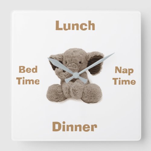 BABYS CLOCK WITH TEDDY  SUGGESTIONS SQUARE WALL CLOCK