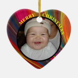 Baby's Colorful Merry Christmas Photo Ornament