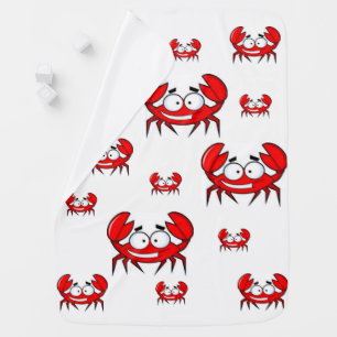 babys crab fleece blanket white red