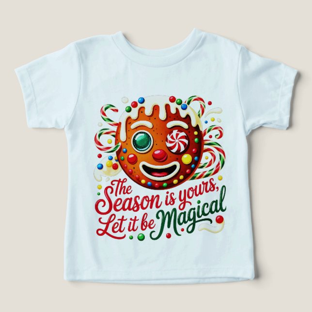 Baby's Cute Gingerbread Man First Christmas Toddler T-shirt (Design Front)