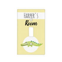 Baby's Cute Watercolor Crocodile Safari Nursery Light Switch Cover