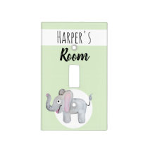 Baby's Cute Watercolor Elephant Safari Nursery Light Switch Cover