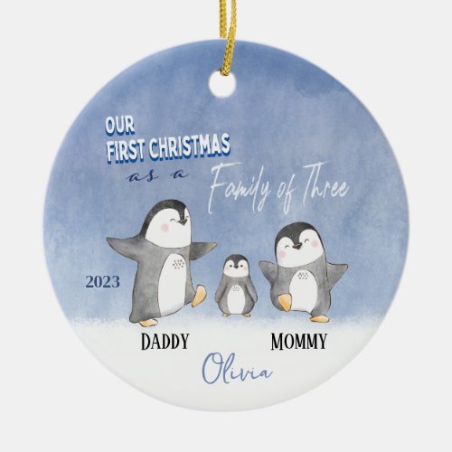 Babys Family of Three First Christmas Ornament