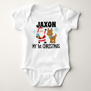Baby's First 1st Christmas Santa Reindeer Baby Bodysuit