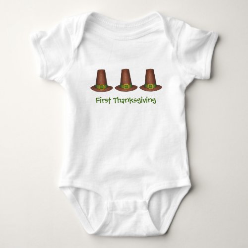 Babys First 1st Thanksgiving Pilgrim Puritan Hat Baby Bodysuit