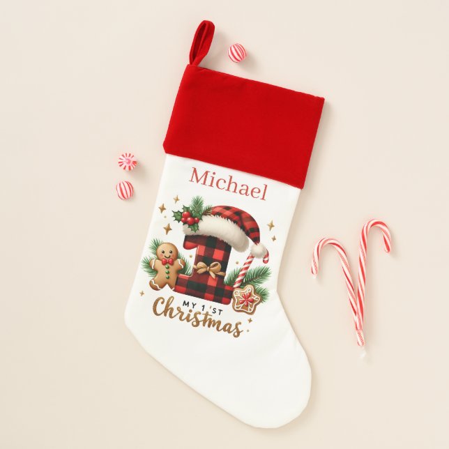 baby's first add name  christmas stocking (Front)