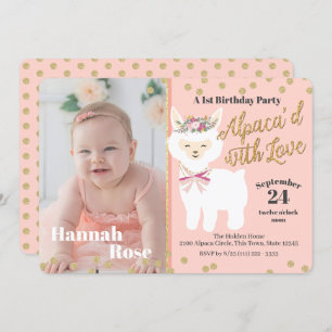Baby's First Alpaca Birthday Party with Photo Invitation