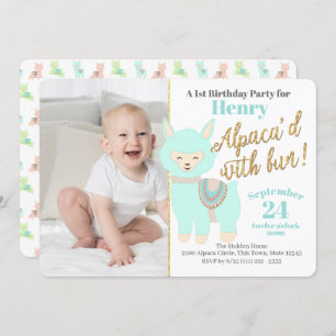Baby's First Alpaca Birthday Party with Photo Invitation