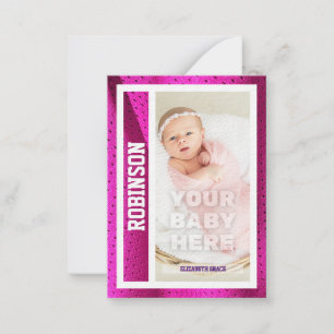 Baby's First Baseball Card Birth Announcement Pink