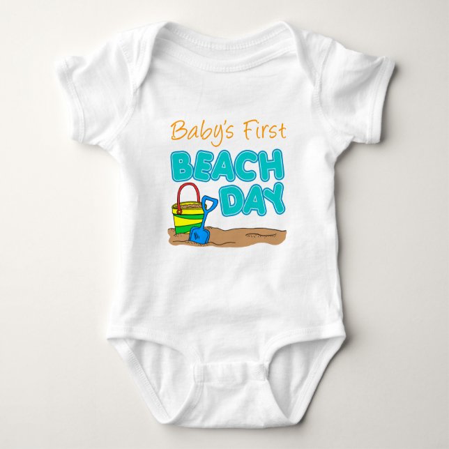 Baby's First Beach Day Baby Bodysuit (Front)