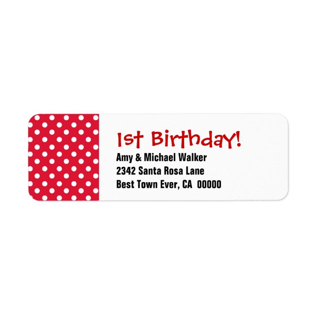 Baby's First Birthday 1st Cute Polka Dot Pattern Label (Front)