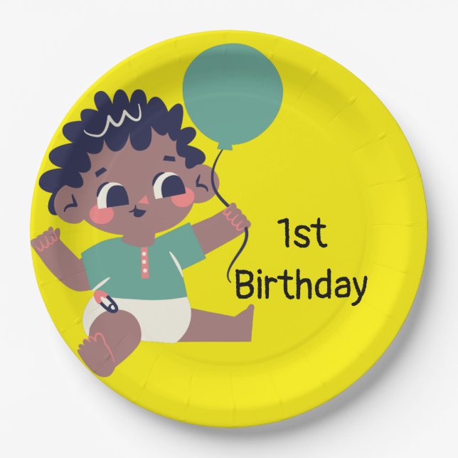 Baby's First Birthday (African-American) Tableware Paper Plates (Front)