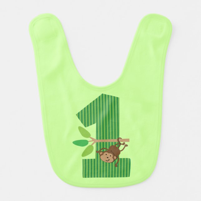 Baby's First Birthday Bib (Baby Monkey) (Front)