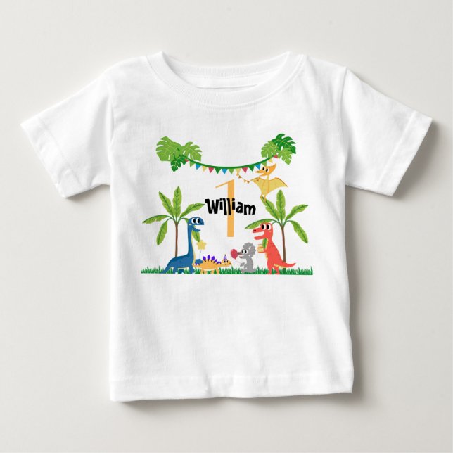 Baby's First Birthday Dinosaur  Baby T-Shirt (Front)