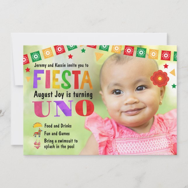 Baby's First Birthday Fiesta Party invitation (Front)