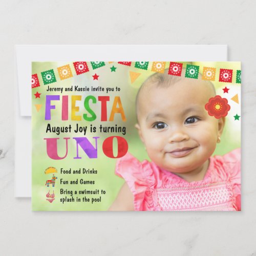 Babys First Birthday Fiesta Party invitation