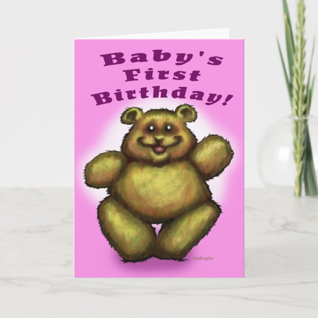 Baby's First Birthday Girl Card (Front)