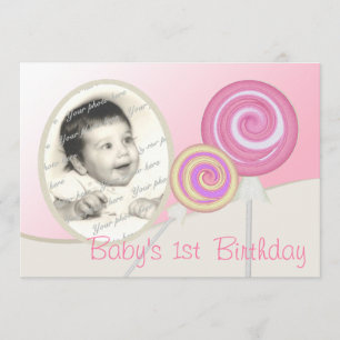 Baby's First Birthday Lollipop Invitation