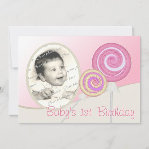 Baby's First Birthday Lollipop Custom Announcement