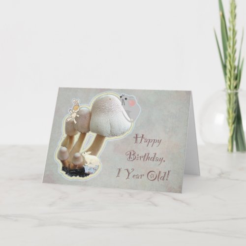 Babys First Birthday Mushroom Playground Card