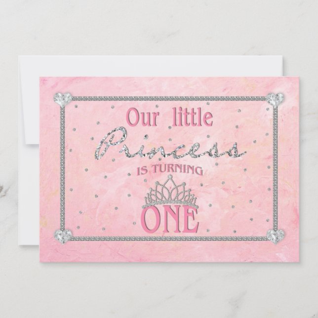 BABY'S FIRST BIRTHDAY - PRINCESS INVITATION - PINK (Front)