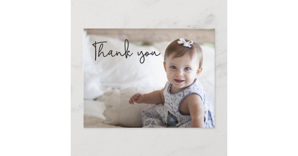 Baby's first birthday Thank You Photo Postcard | Zazzle