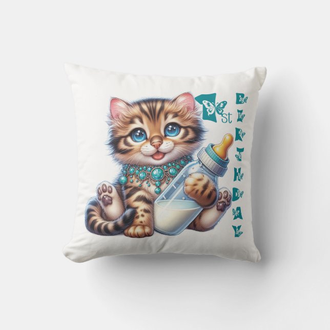  Baby's first birthday. Throw Pillow (Front)