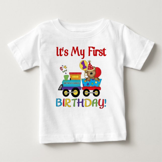 Baby's first birthday train baby T-Shirt (Front)