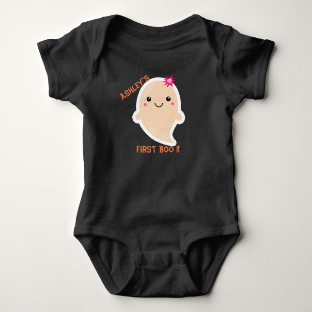 Baby's First Boo Halloween Costume Bodysuit-Kawaii Baby Bodysuit (Front)