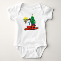 Baby's First Chrismukkah Snowman Holding Menorah