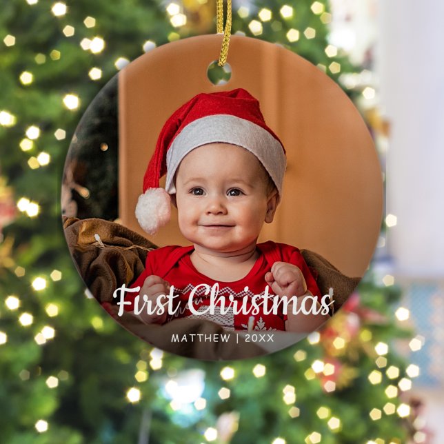 Baby's First Christmas 1 photo Ceramic Ornament (Baby's First Christmas 1 photo Ceramic Ornament )
