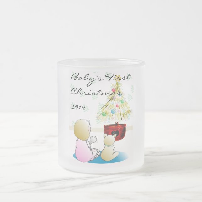 Baby's First Christmas 2012 Frosted Glass Coffee Mug (Center)