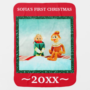 Baby's First Christmas 2019 Personalized Glitter Baby Blanket