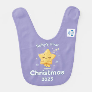 Baby's First Christmas 2025 Cute Sleeping Star Baby Bib