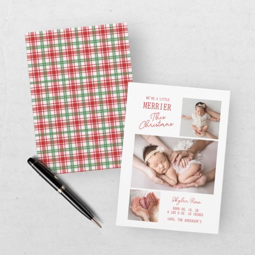 Baby's First Christmas 3 Photo Collage Birth Announcement