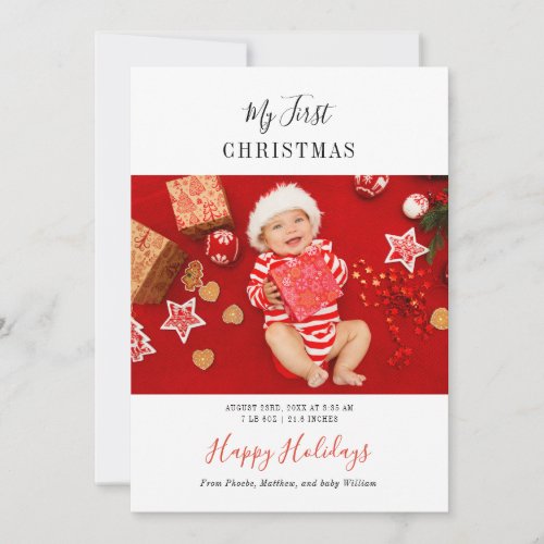 Babys First Christmas 5 Photos Holiday Card