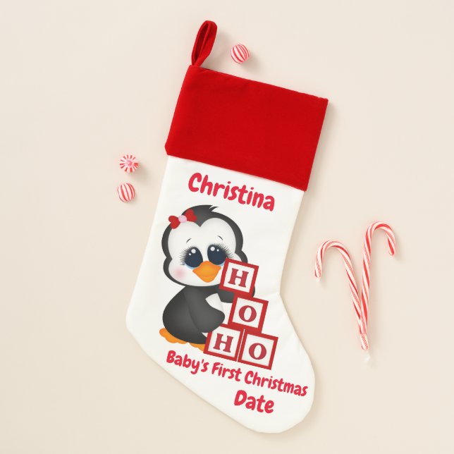 Baby's First Christmas add name date messsage Christmas Stocking (Front)