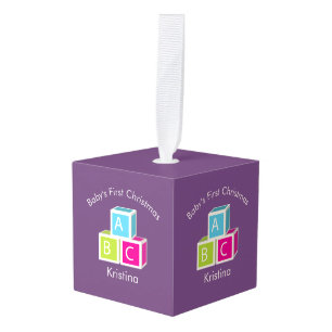 Baby's First Christmas Alphabet Blocks Cube Ornament