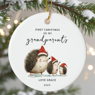 Baby's First Christmas As My Grandparents Hedgehog Ceramic Ornament