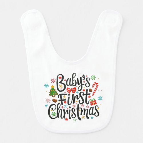 Babys First Christmas Baby Bib