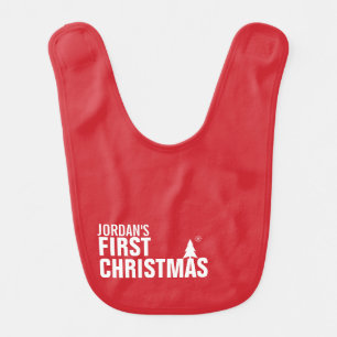 Baby's First Christmas Baby Bib Red