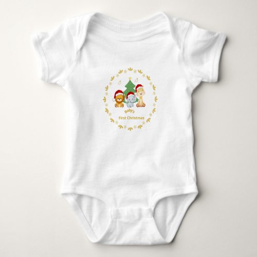 Babys First Christmas Baby Bodysuit