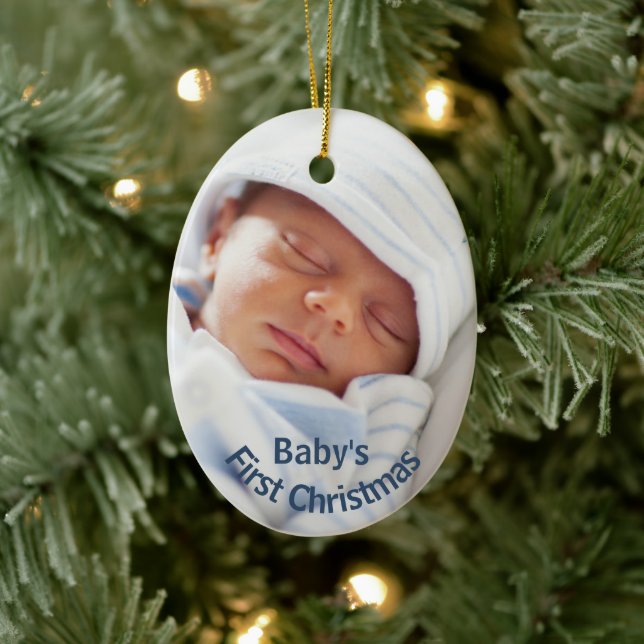 Baby's First Christmas | Baby Boy Blue Ceramic Ornament (Tree)