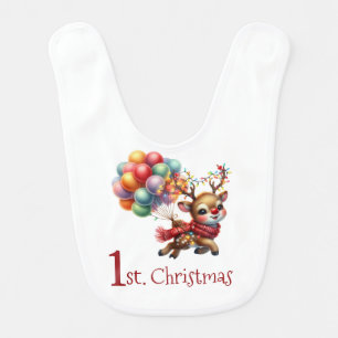 Baby's First Christmas Baby Reindeer Balloons Bib