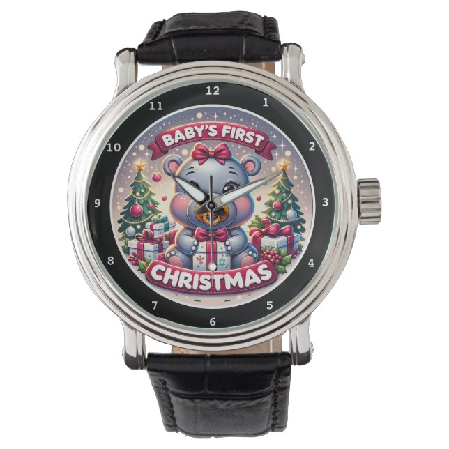 Baby's First Christmas Bear Decorative Watch (Front)