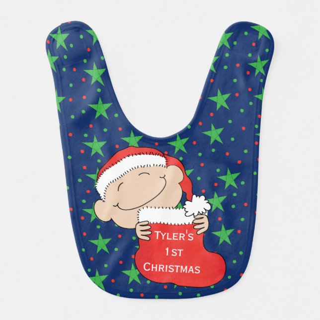 Baby's First Christmas Bib "Baby's 1st Christmas" (Front)